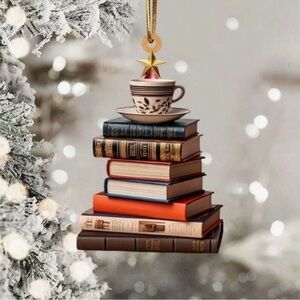 NWOT Stacked Book Flat Ornament